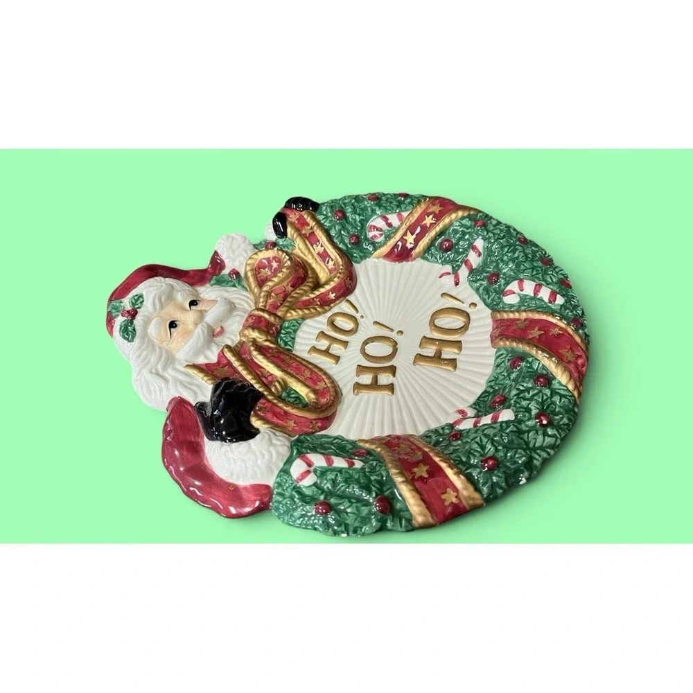 Fitz & Floyd Essentials Ho Ho Ho Santa Claus Canape Plate Christmas Cookies